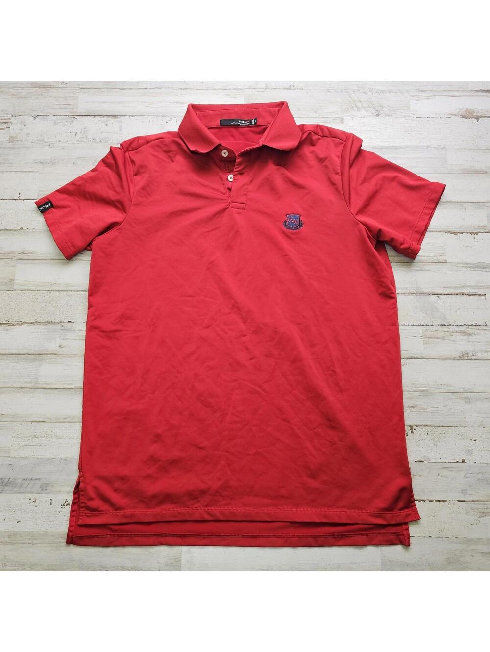RLX Ralph Lauren Golf Shirt Solid Red Carlton Woods Golf Club Men's MED